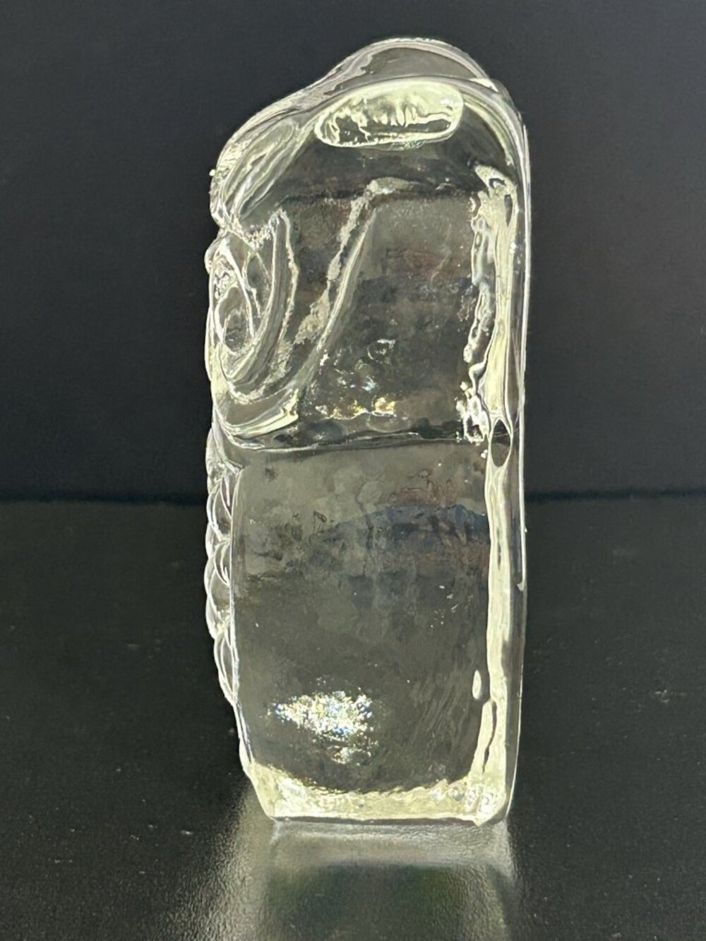1970s Viking Clear Glass OWL Figurine Paperweight MCM Bookend Handmade USA 3.5" - Picture 4 of 9